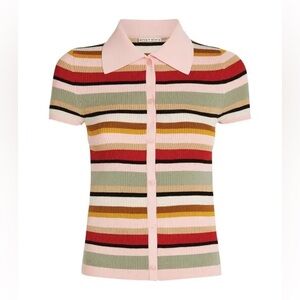 ALICE + OLIVIA Striped Colleen Polo Shirt